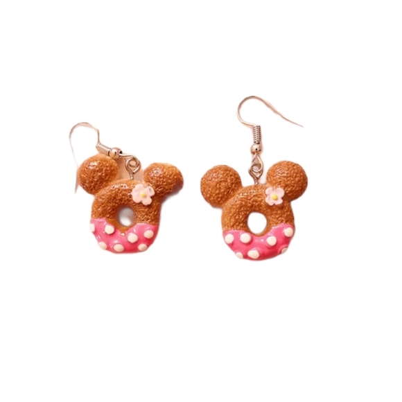 Minnie Mouse Doughnut Earrings - Picture 2 of 4